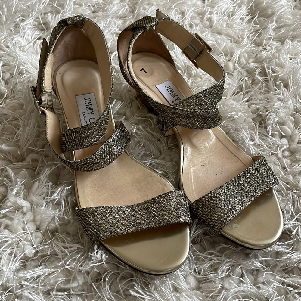 Jimmy Choo Gold Chiara Strap Sandals